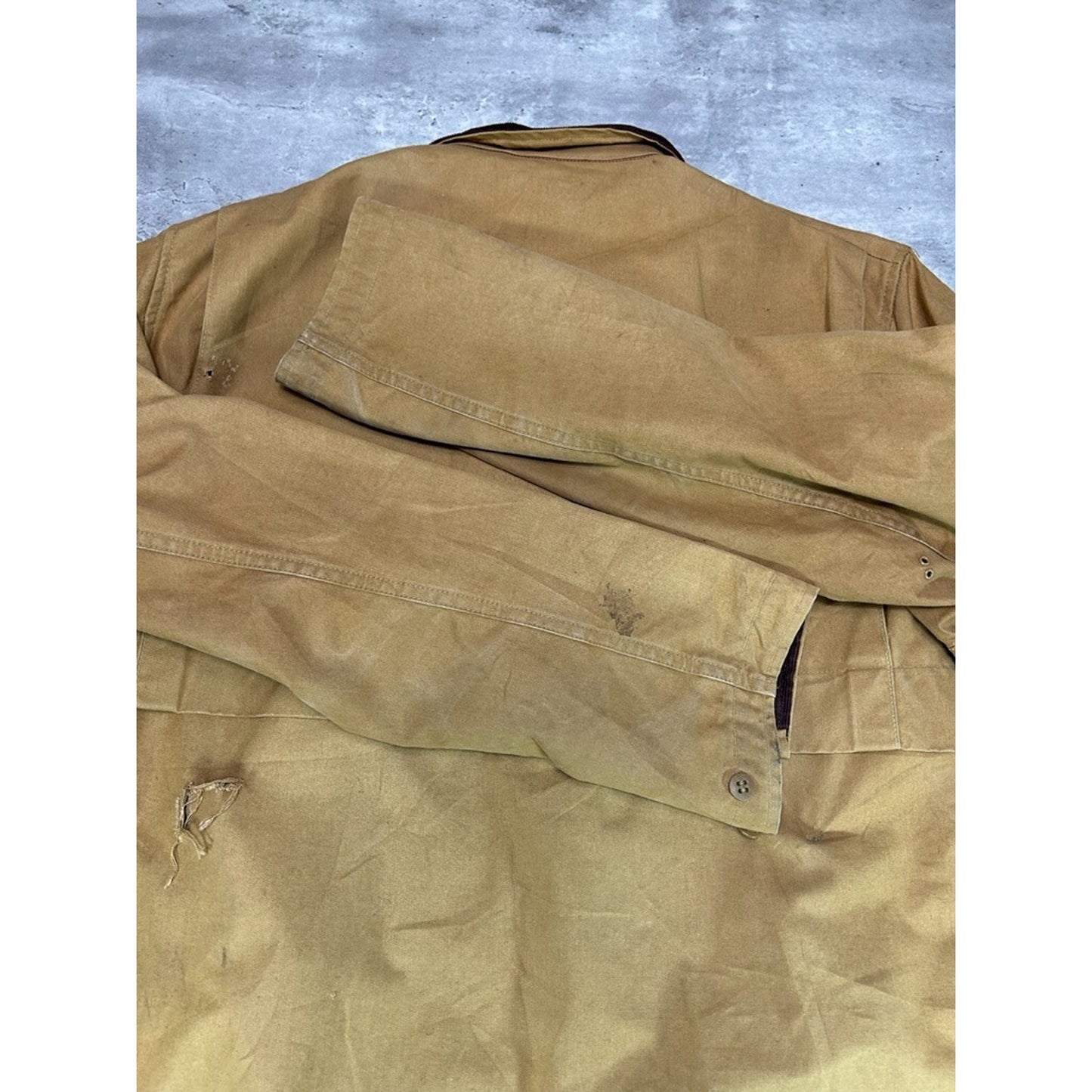 Vintage 1970s Sears Canvas Three Pocket Hunting Jacket Size XL Beige
