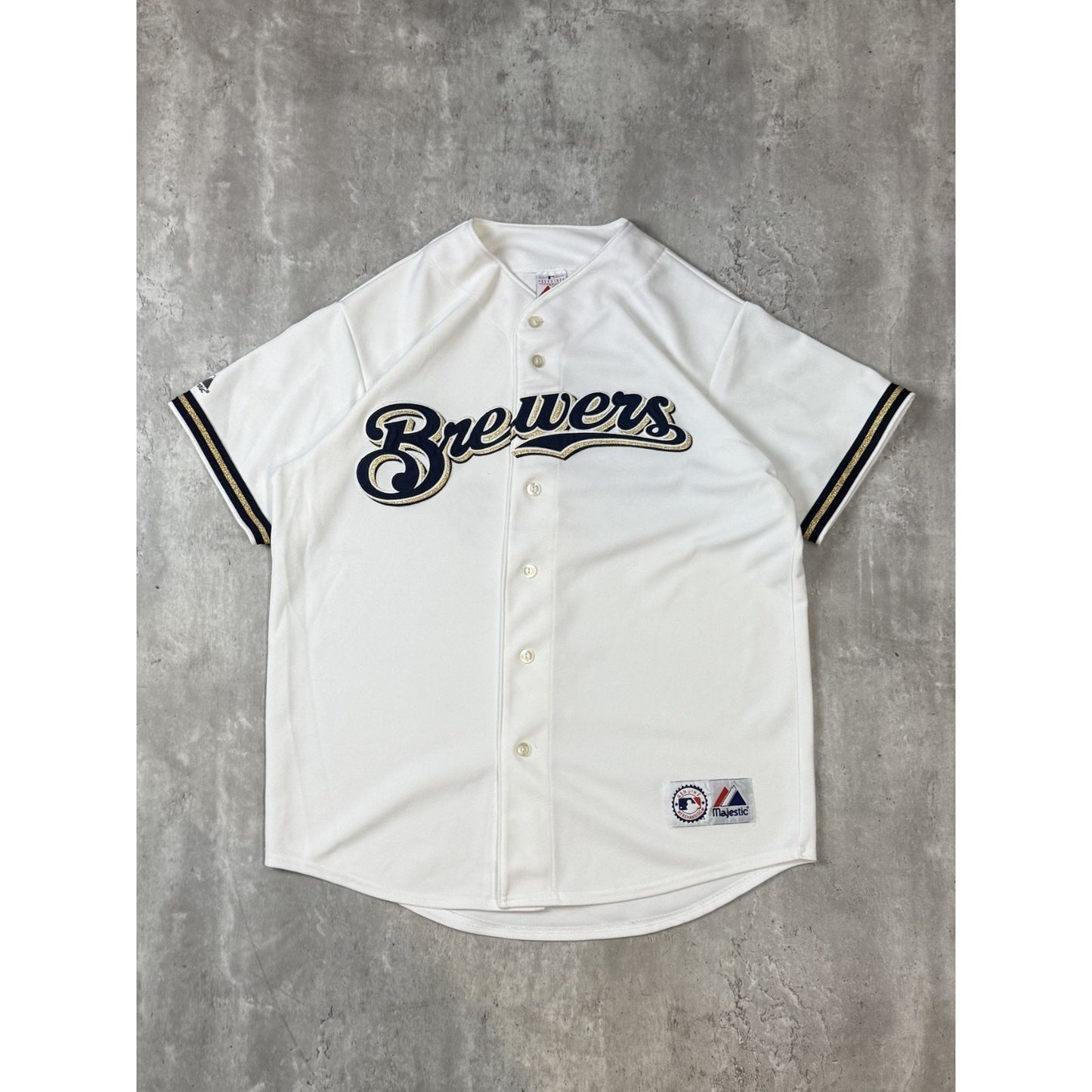 Vintage Milwaukee Brewers MLB Stitched Majestic Baseball Jersey Size Large