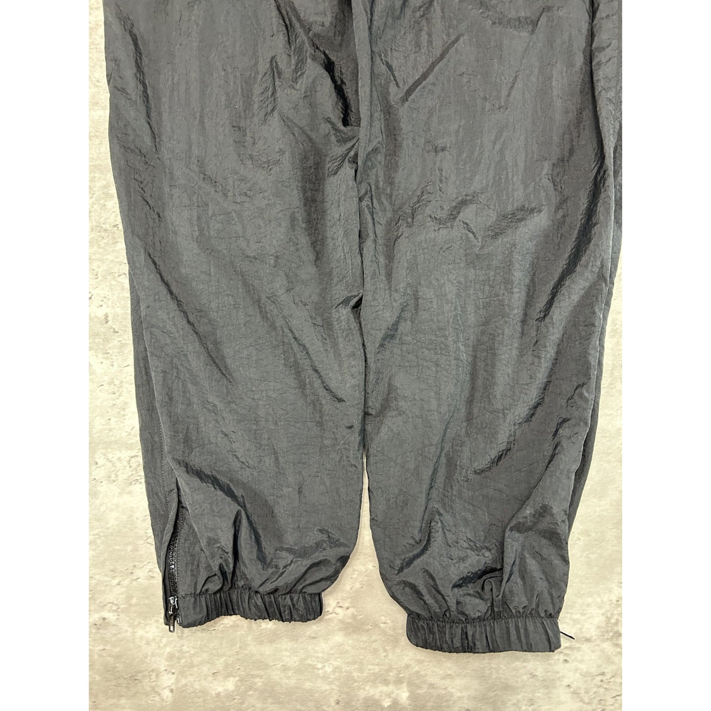 Vintage 90s Nike Tonal Embroidered Swoosh Nylon Track Pants Size Medium Black