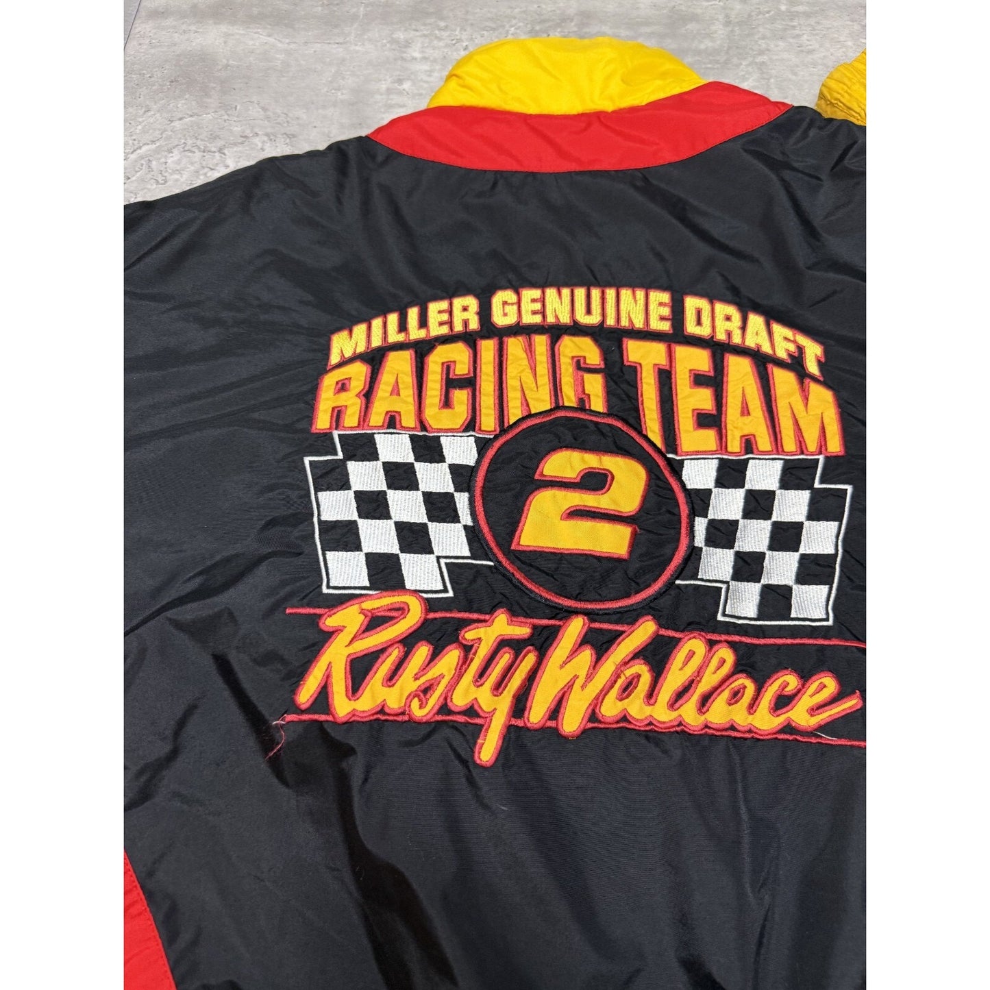 Vintage 90s Rusty Wallace #2 Nascar Embroidered Miller Racing Jacket Size Medium