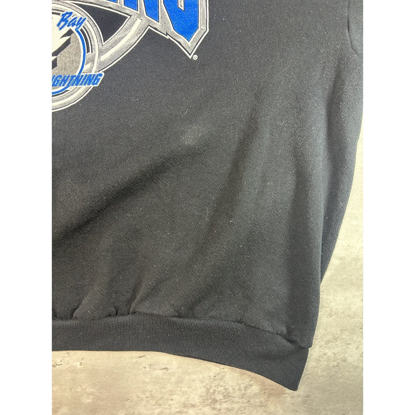 Vintage 90s Tampa Bay Lightning NHL Graphic Spellout Hockey Sweatshirt Size 3XL