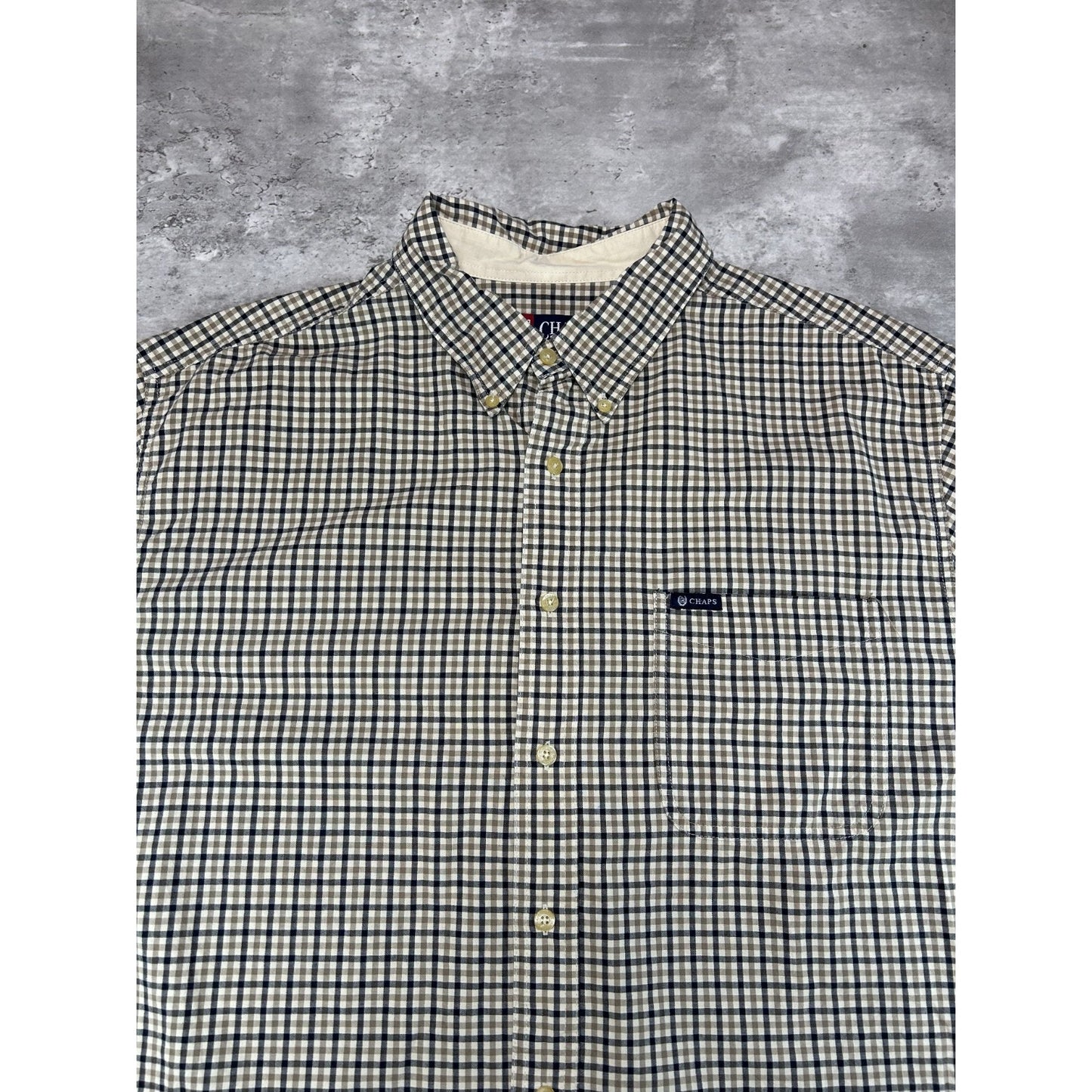 Vintage Chaps Ralph Lauren Plaid Print Reworked Cropped Button Up Shirt Sz XL