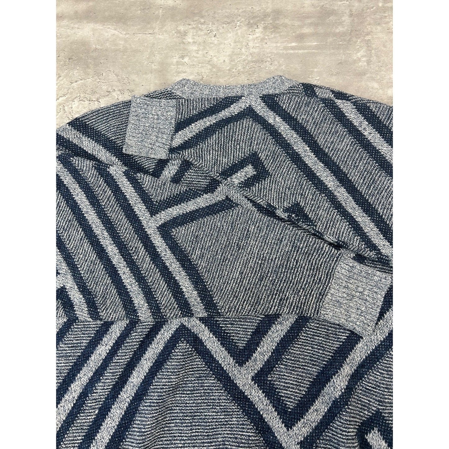 Vintage 90s Abstract Print Pullover Ribbed Knit Sweater Size Large