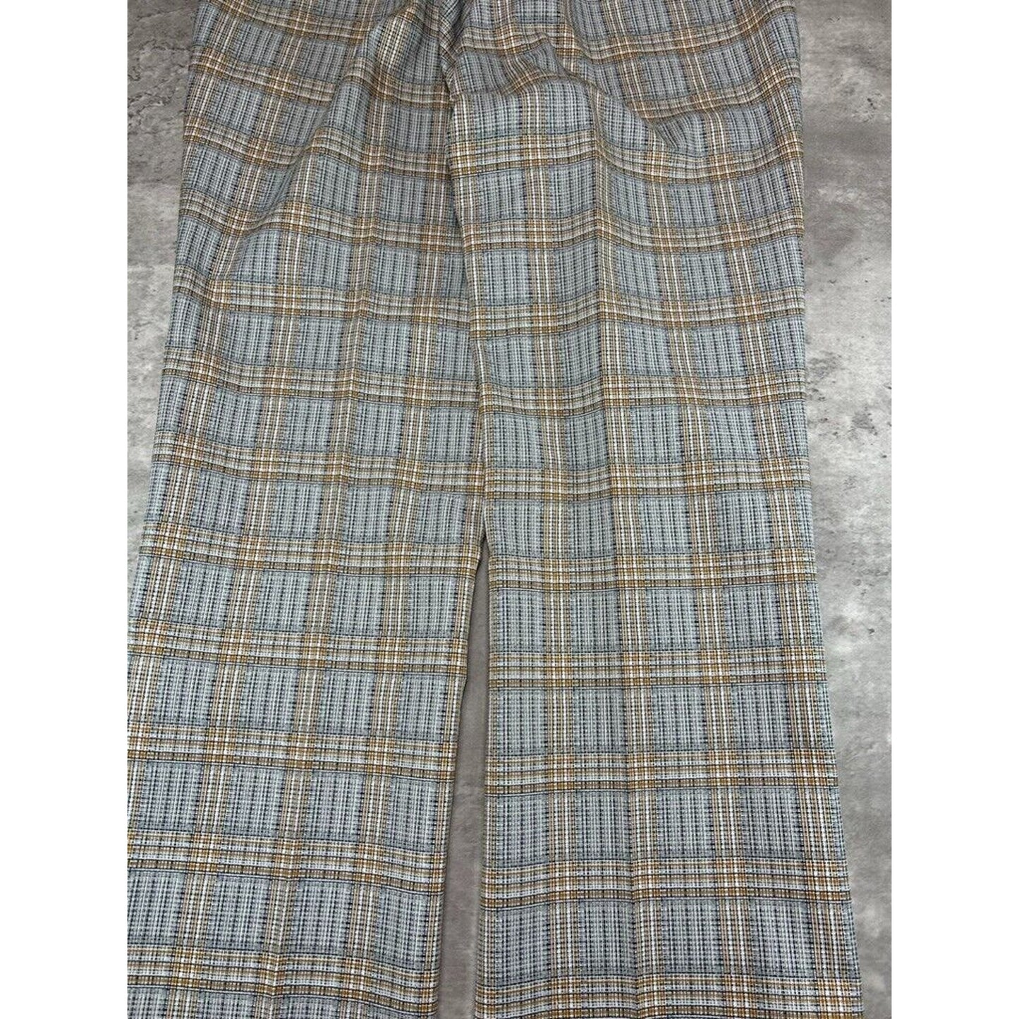 Vintage 1970s Sears Checkered Plaid Print Trouser Slack Pants Size 35