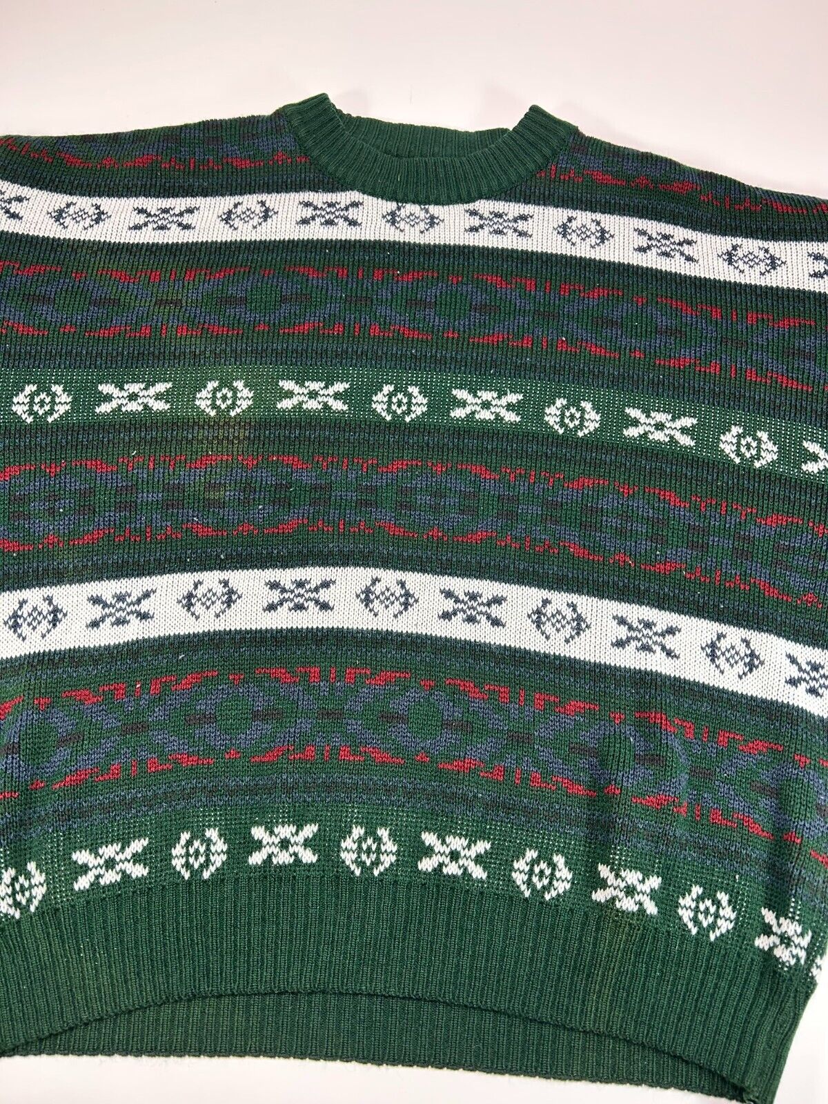 Vintage 90s Northwest Territories Aztec Pattern Striped Knit Sweater Size Medium