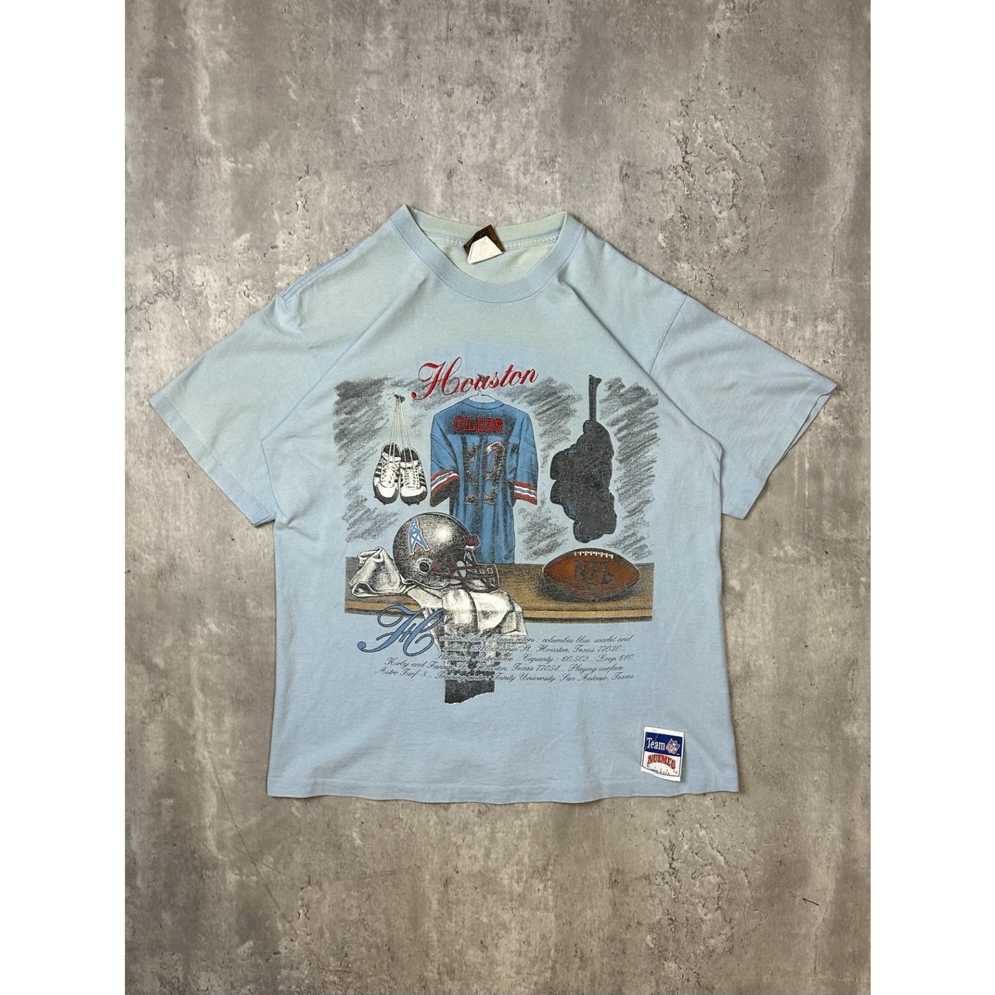 Vintage 90s Houston Oilers NFL Equipment Graphic Football T-Shirt Size Medium