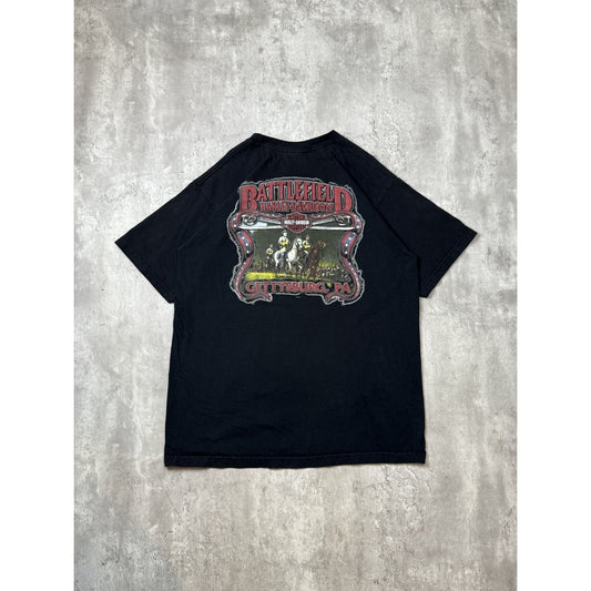 Harley Davidson Motorcycles Gettysburg Soldiers Graphic T-Shirt Size Large Black