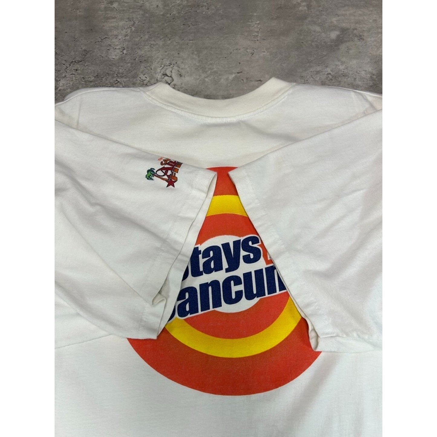 Vintage Y2K Fubu What Happens In Cancun Spellout Graphic T-Shirt Size XL