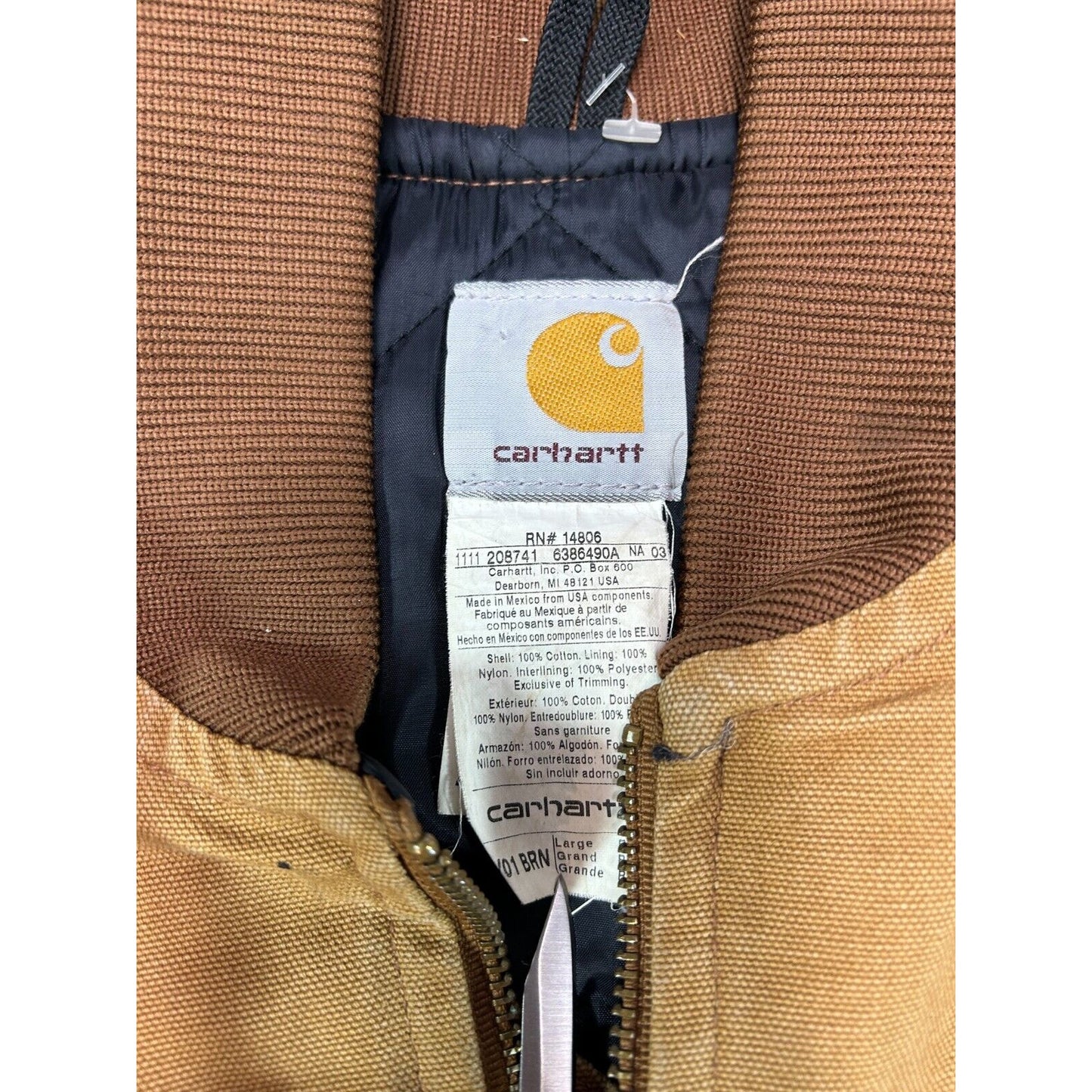 Vintage Carhartt Quilted Lined Canvas Workwear Vest Size Large Beige V01 BRN