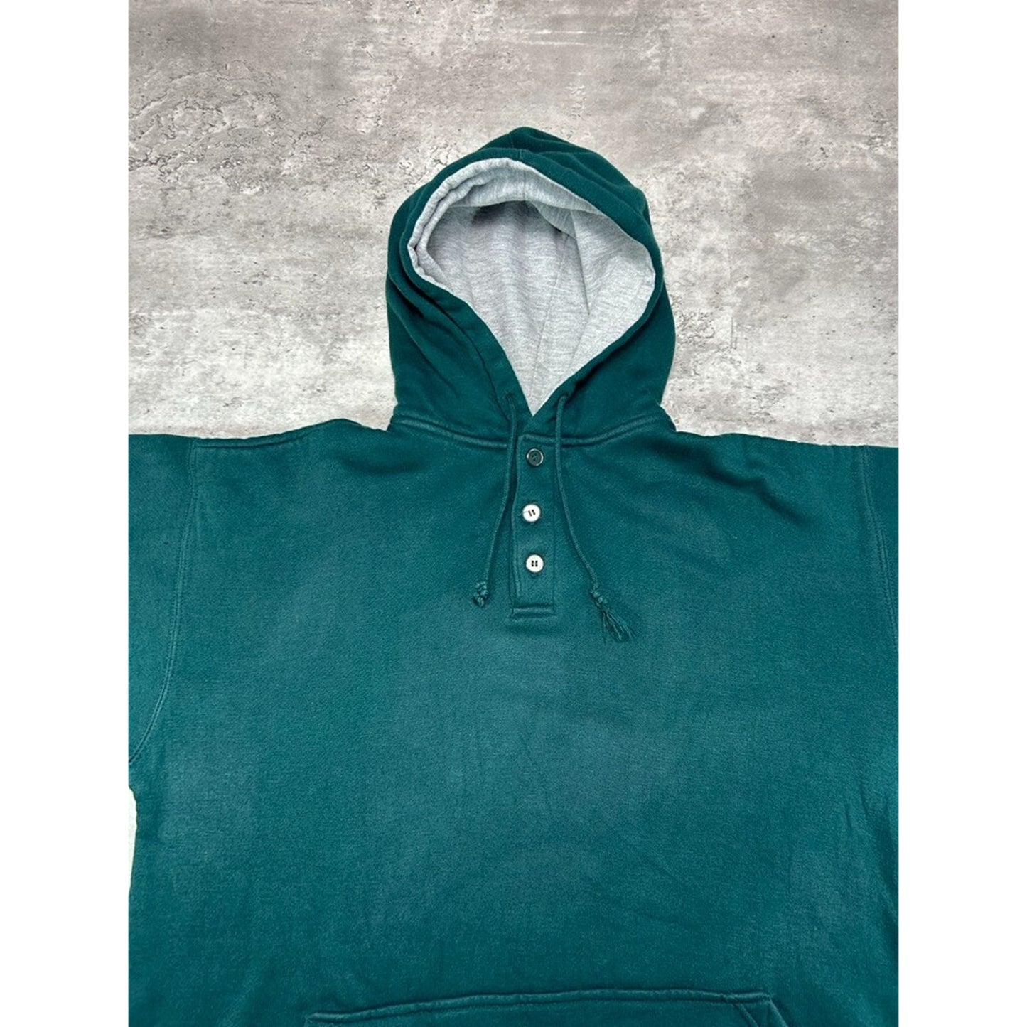 Vintage Coleman Outdoors Blank 1/4 Button Pullover Hooded Sweatshirt Size Large