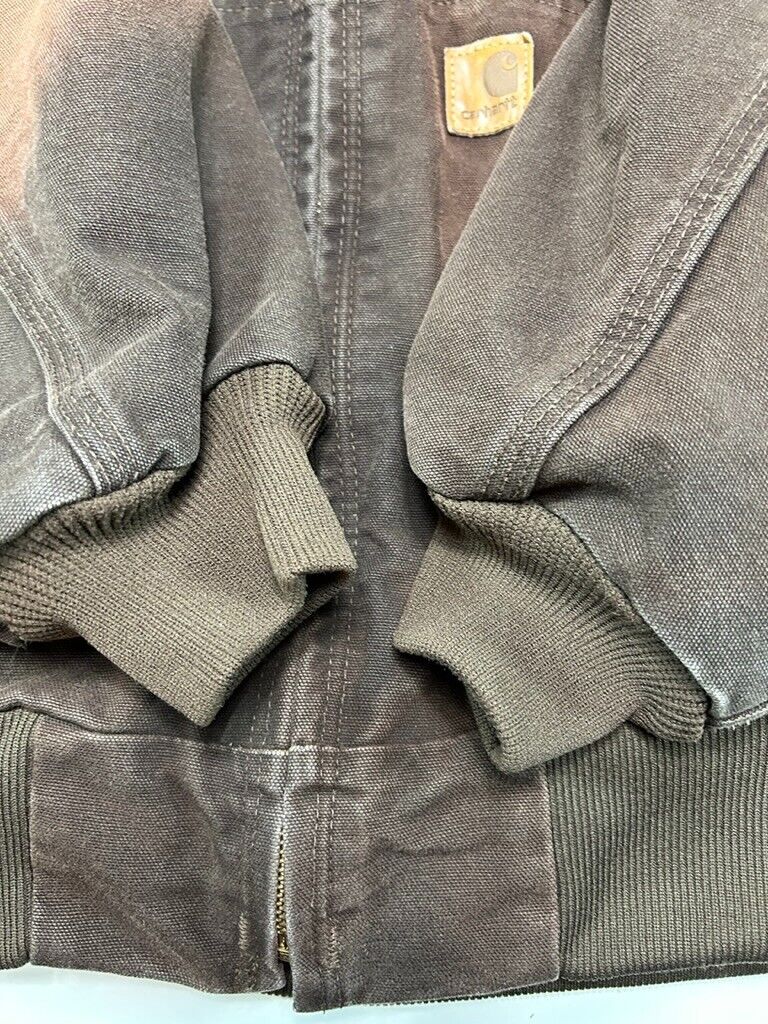 Vintage Carhartt Thermal Lined Canvas Work Wear Hooded Bomber Jacket Size 4XL