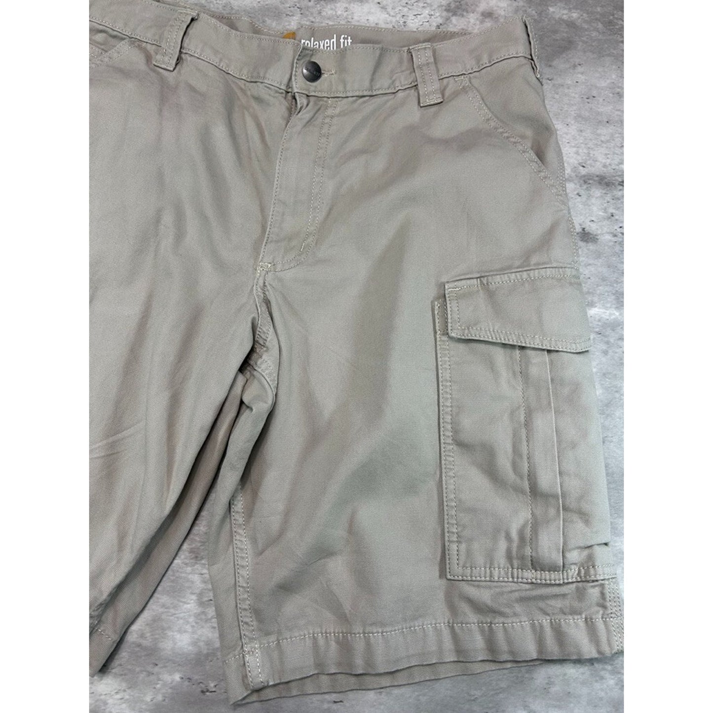 Carhartt Relaxed Fit Canvas Workwear Cargo Shorts Size 36 Beige