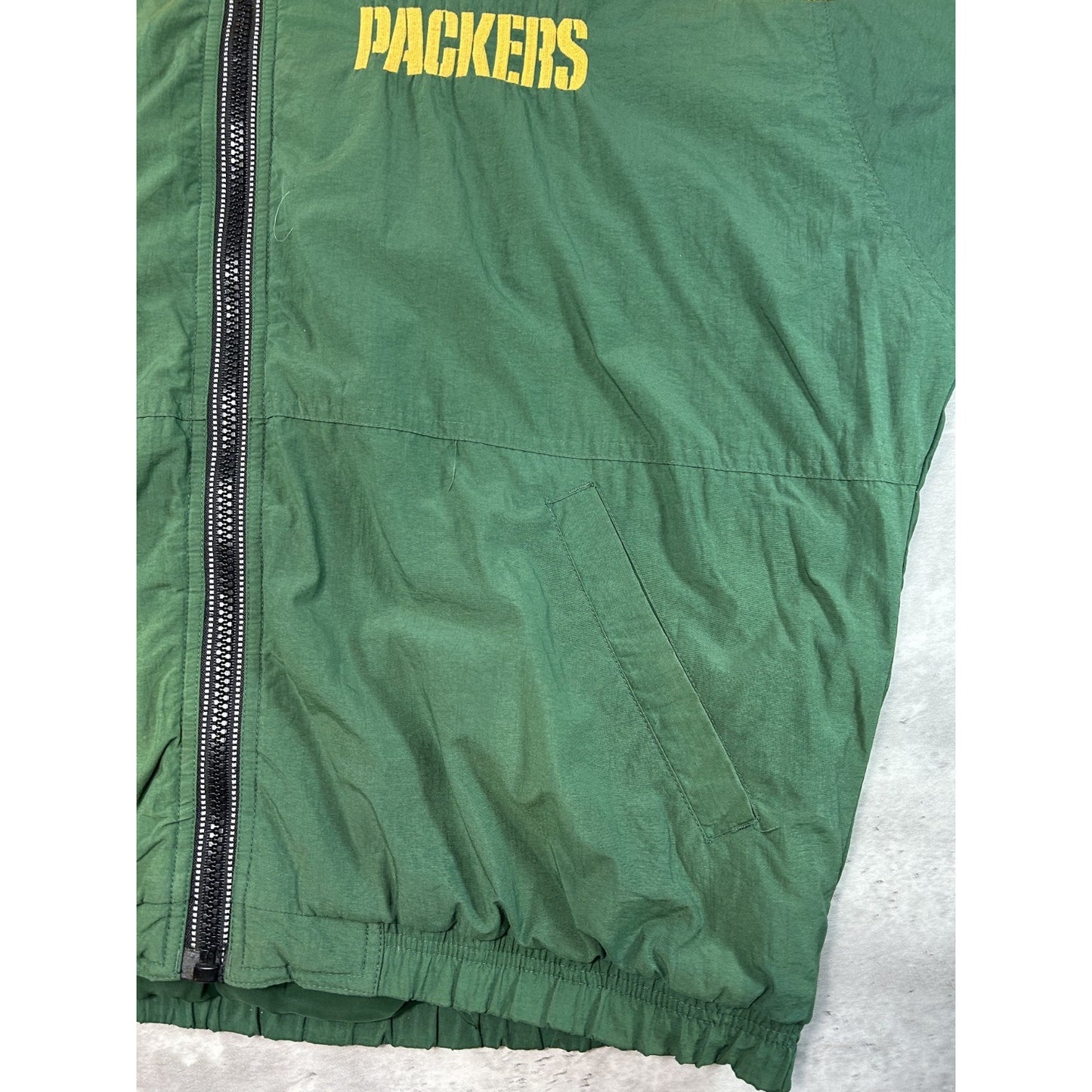 Vintage 90s Green Bay Packers NFL Insulated Starter Full Zip Hooded Jacket Large