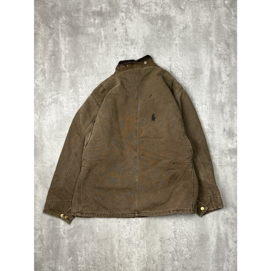 Vintage Carhartt Blanket Lined Canvas Workwear Chore Barn Jacket Size XL Brown