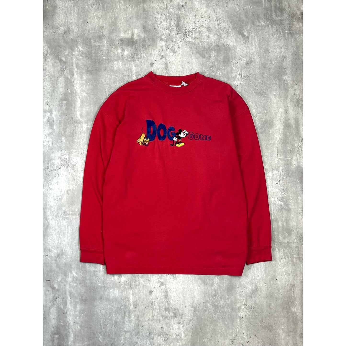 Vintage Disney Mickey And Pluto Dog Gone Cartoon Long Sleeve T-Shirt Size XL