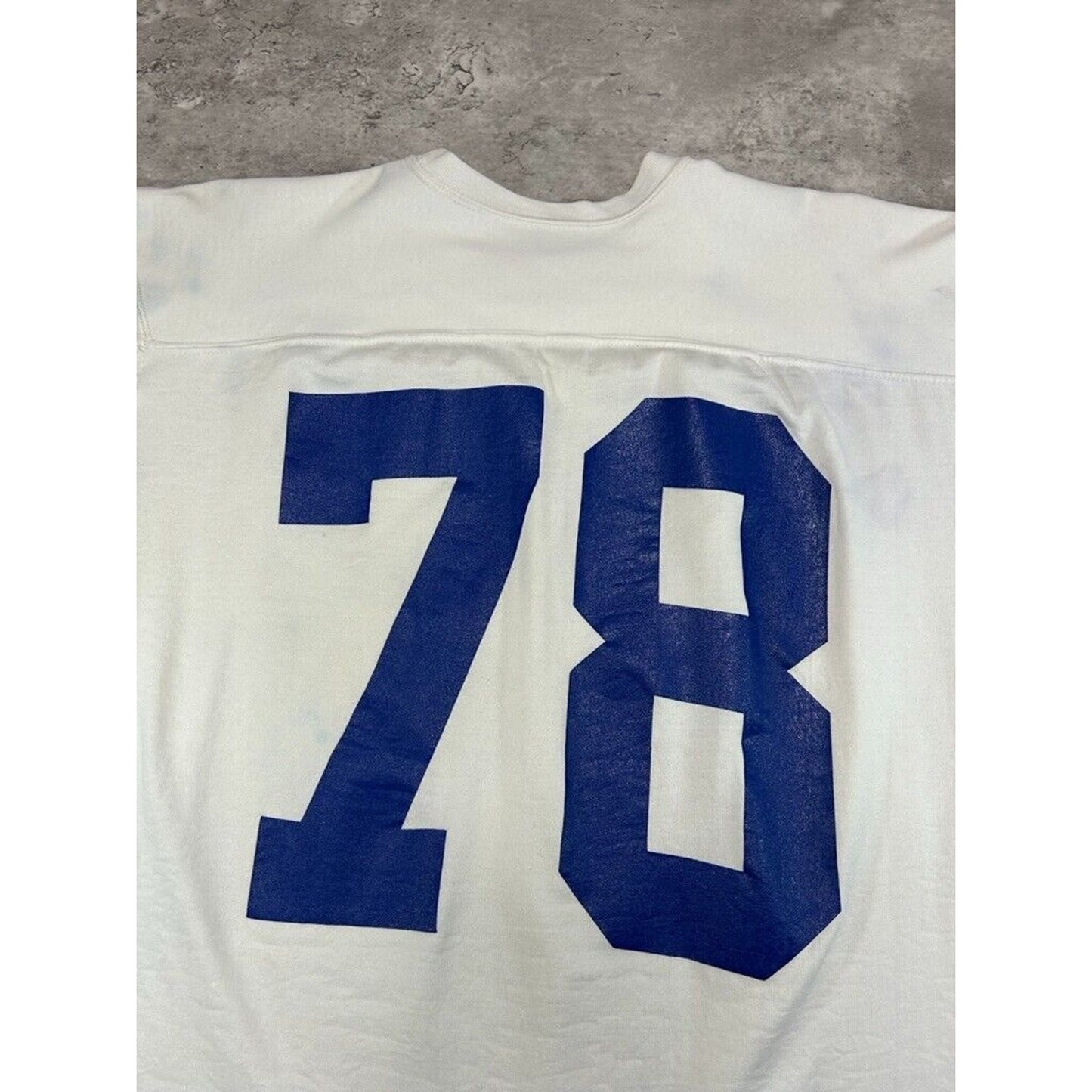 Vintage 1950s/1960s #78 Two Tone Football Jersey T-Shirt Size XL White/Blue