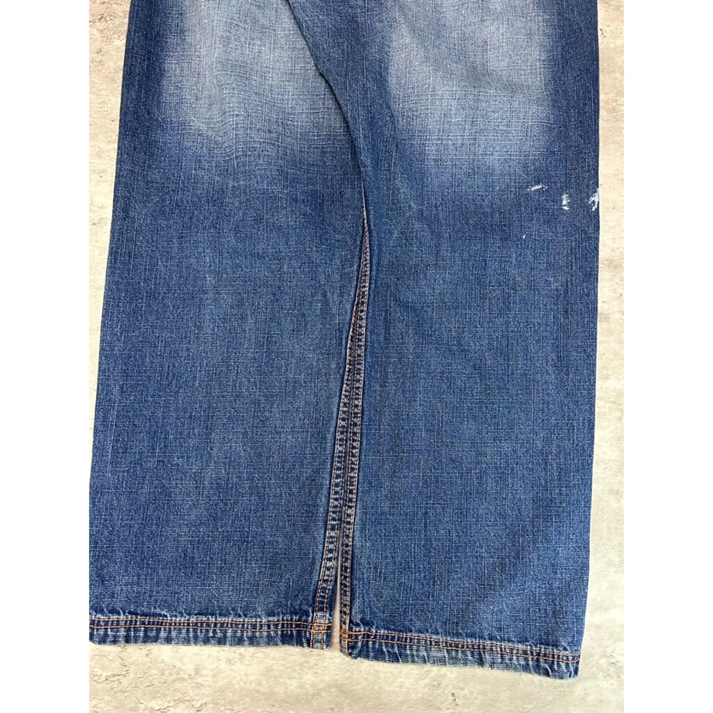 Vintage Y2K Ask Embroidered Pockets Dark Wash Denim Pants Size 38 Blue