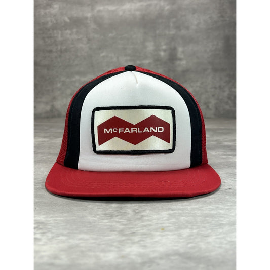 Vintage 1980s McFarland Embroidered Spellout Patch Trucker Snapback Hat OSFA