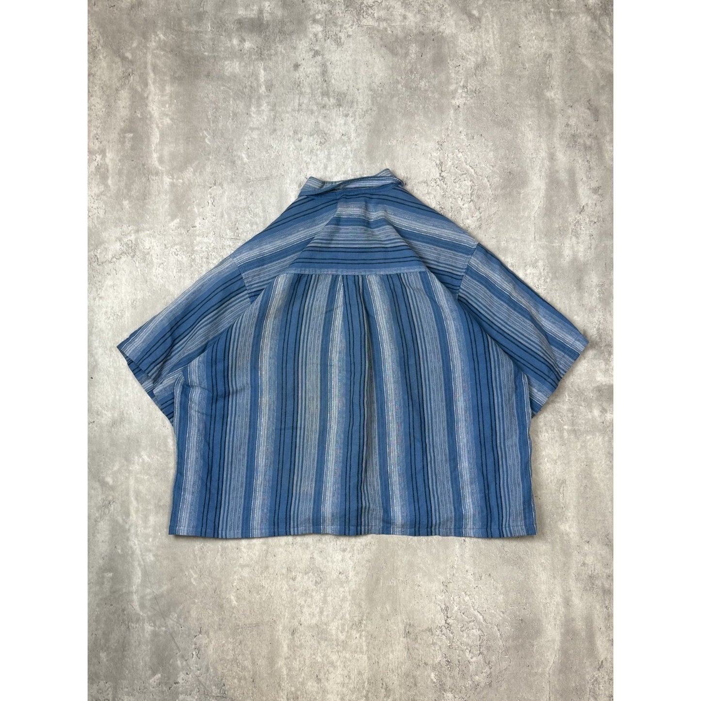 Cafe Luna Striped Print Short Sleeve Reworked Cropped Button Up Shirt Size XL