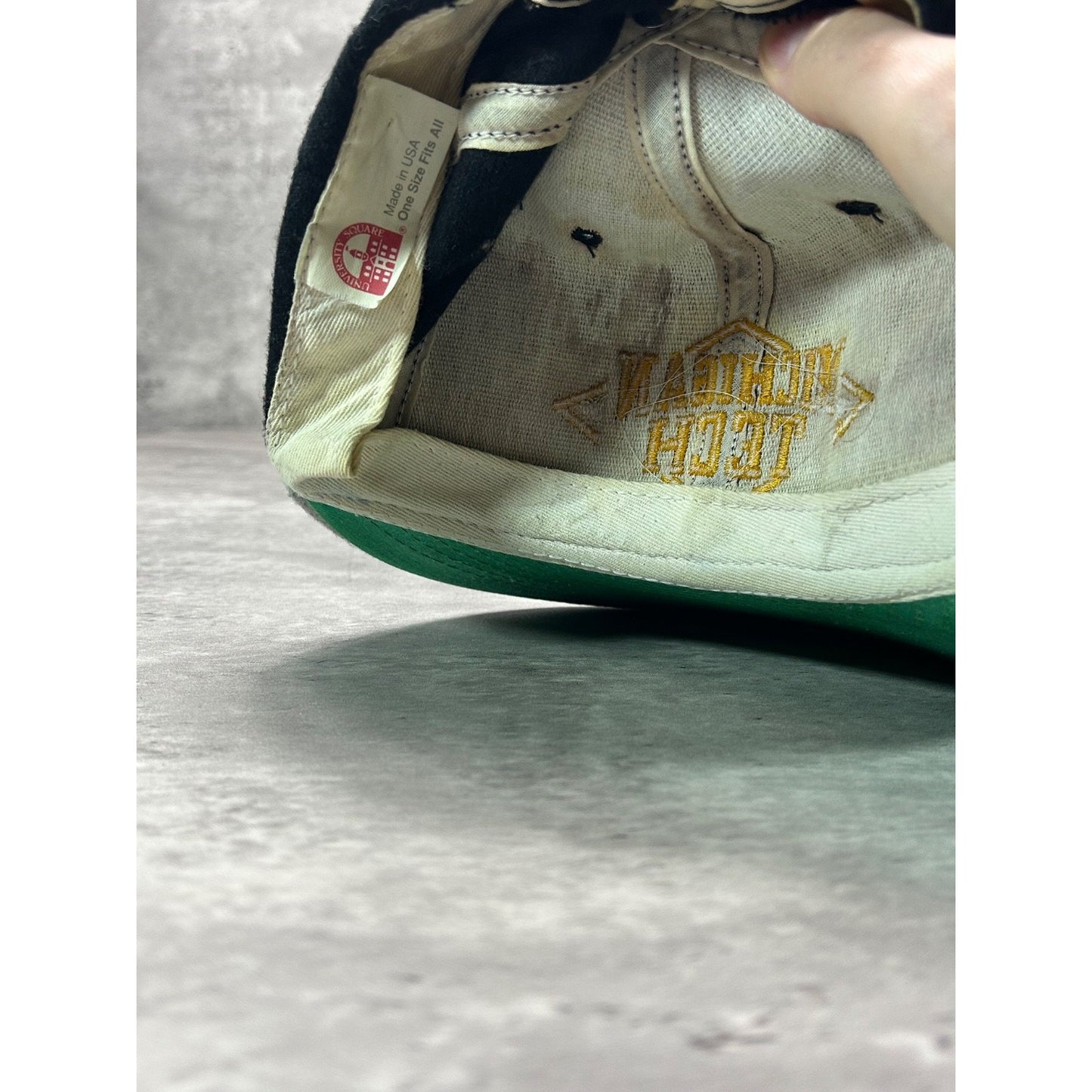 Vintage 90s Michigan Tech University Embroidered Spellout Snapback Hat OSFA