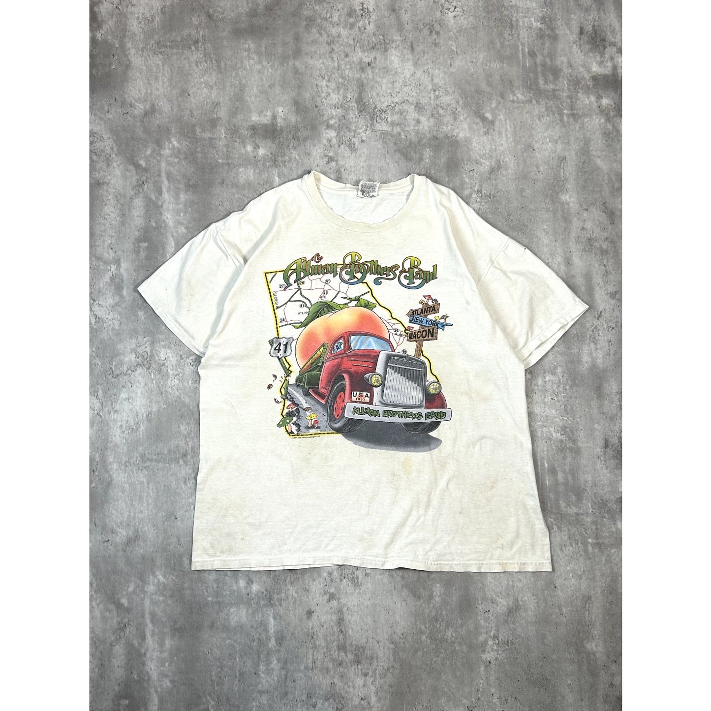 Vintage 1997 Allman Brothers Band Georgia Peach Rock Music T-Shirt Size XL