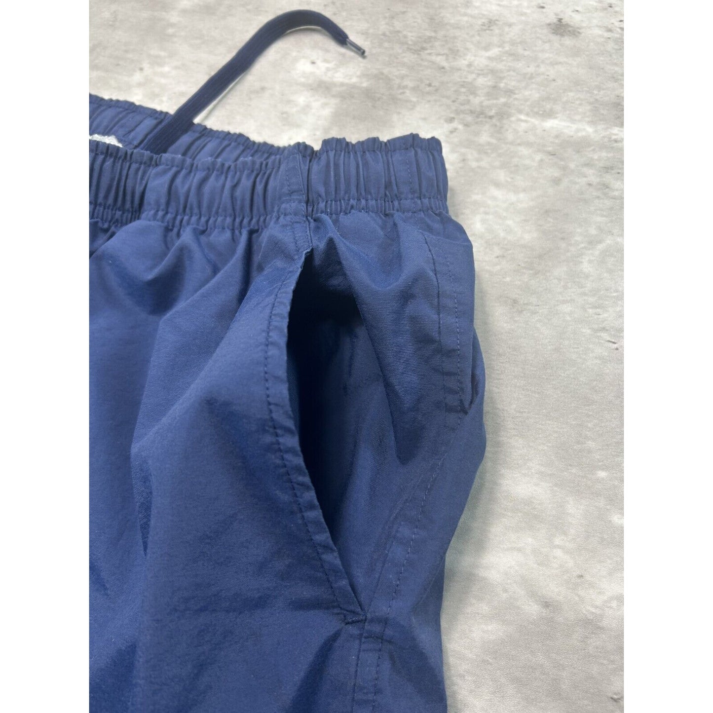 Vintage Y2K Nike Two Tone Embroidered Swoosh Nylon Track Pants Size XL Blue
