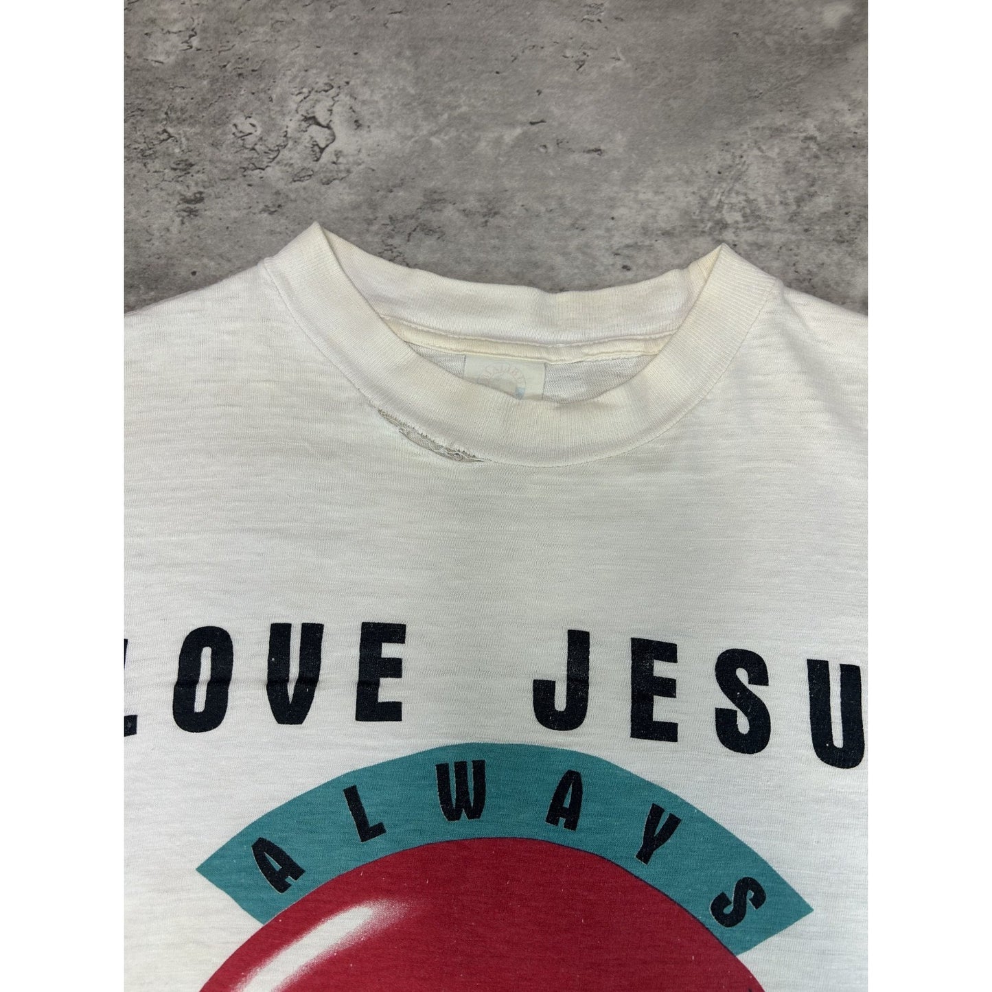 Vintage 90s Love Jesus Hes The Real Deal Parody Graphic T-Shirt Size Large