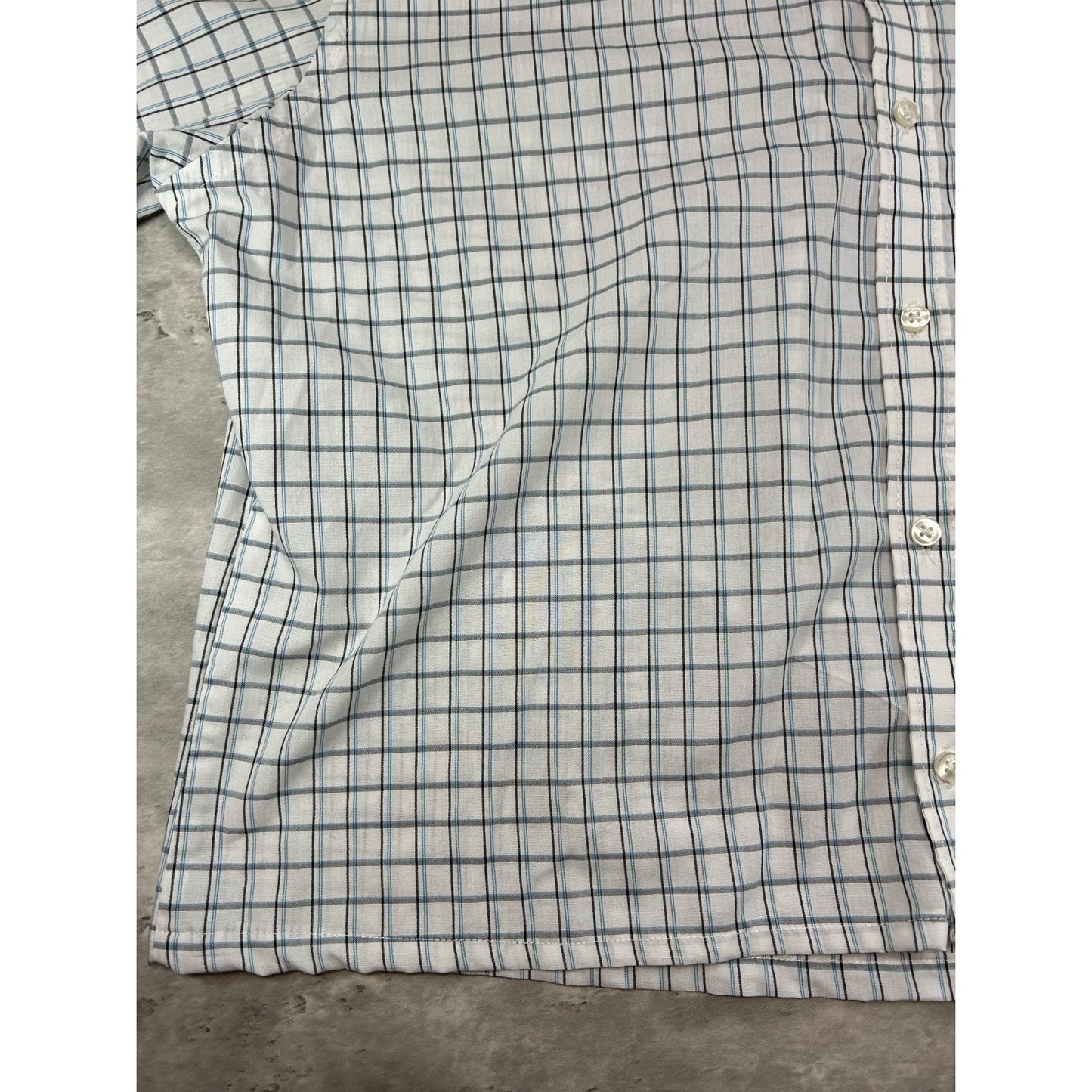 Van Heusen Plaid Print Short Sleeve Reworked Cropped Button Up Shirt Size XL
