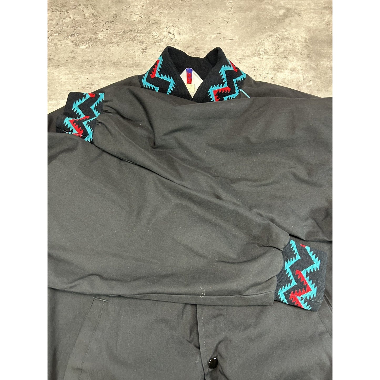 Vintage 80s Gilleys Texas Cafe Aztec Print Cropped Light Jacket Size Large