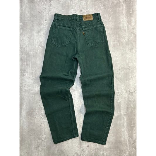 Vintage 80s Levis 550 Orange Tab Green Denim Pants Size 28