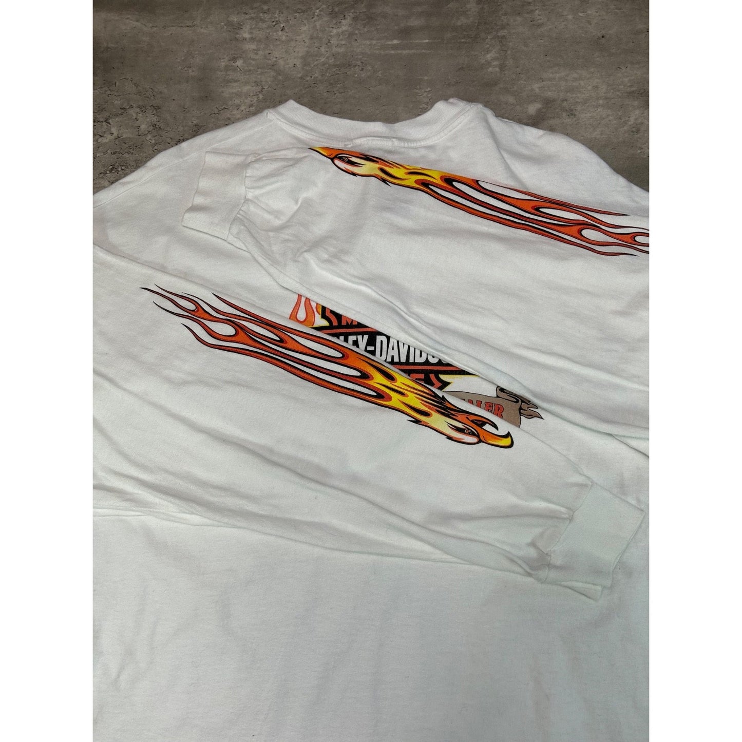 Vintage Harley Davidson Bald Eagle Graphic Flame Sleeve T-Shirt Size XL