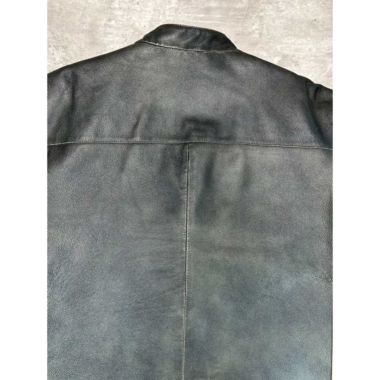 Vintage Danier Two Tone Full Zip Leather Cafe Racer Jacket Size XL