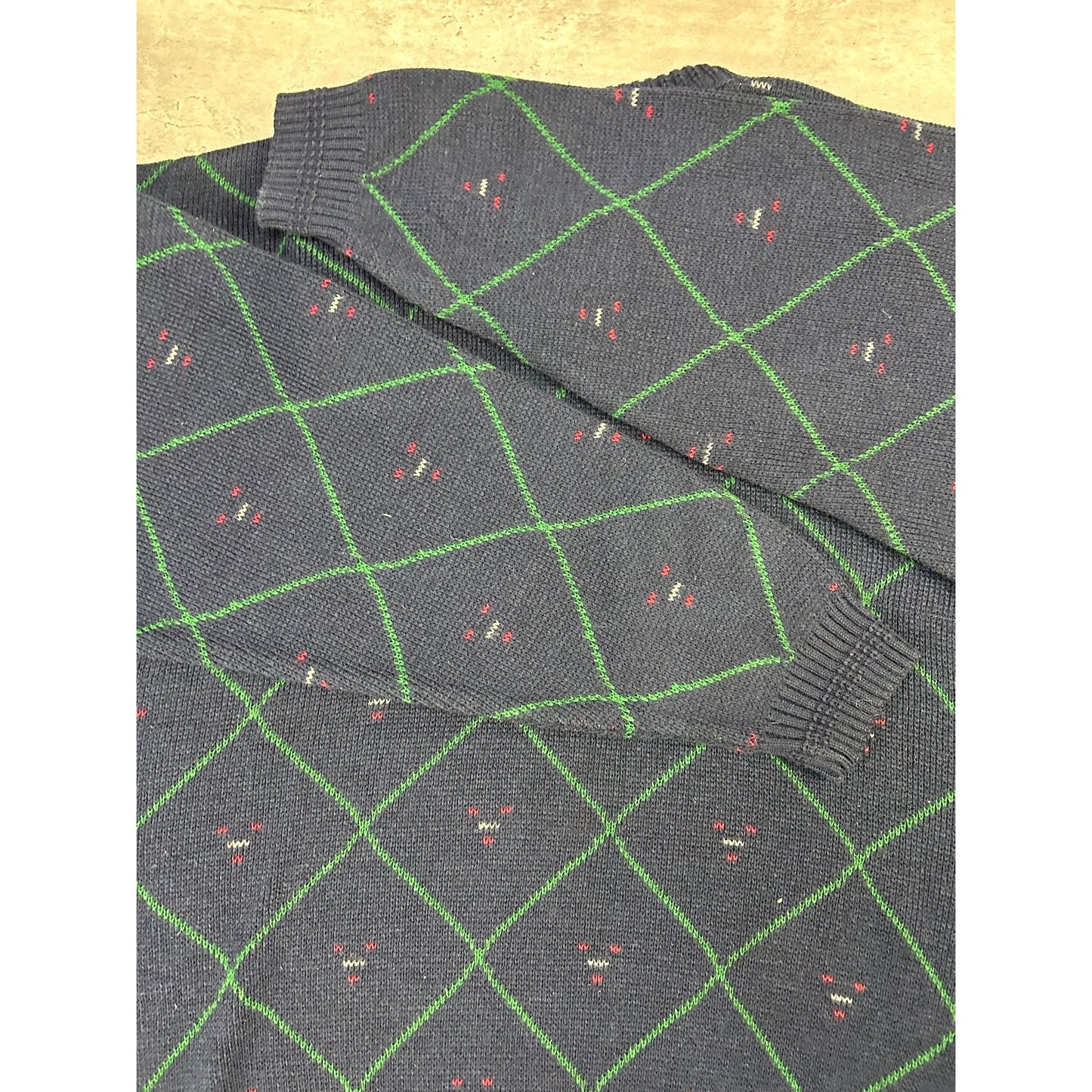 Vintage 90s Sutter & Grant Diamond Print Pullover Knit Sweater Size XL