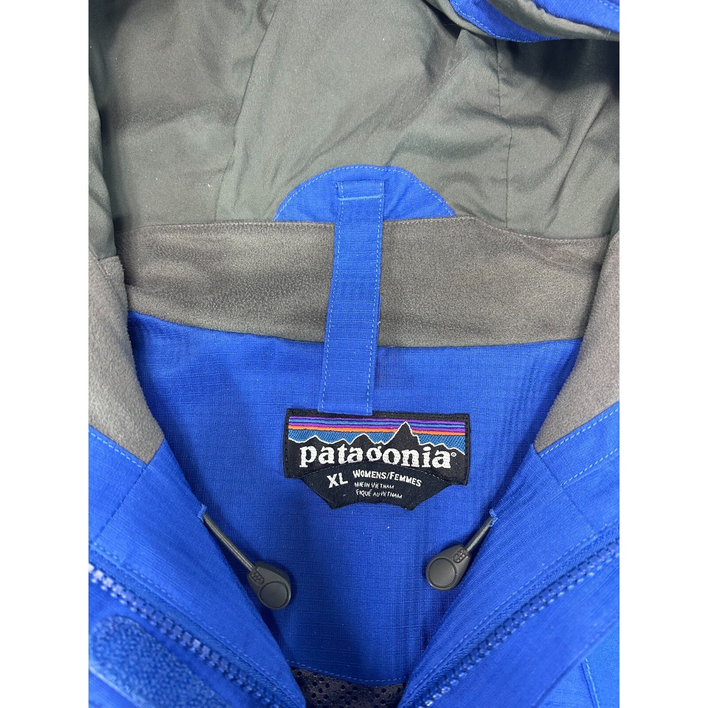 Vintage 90s Womens Patagonia Nylon Full Zip Hooded Hiking Jacket Size XL Blue