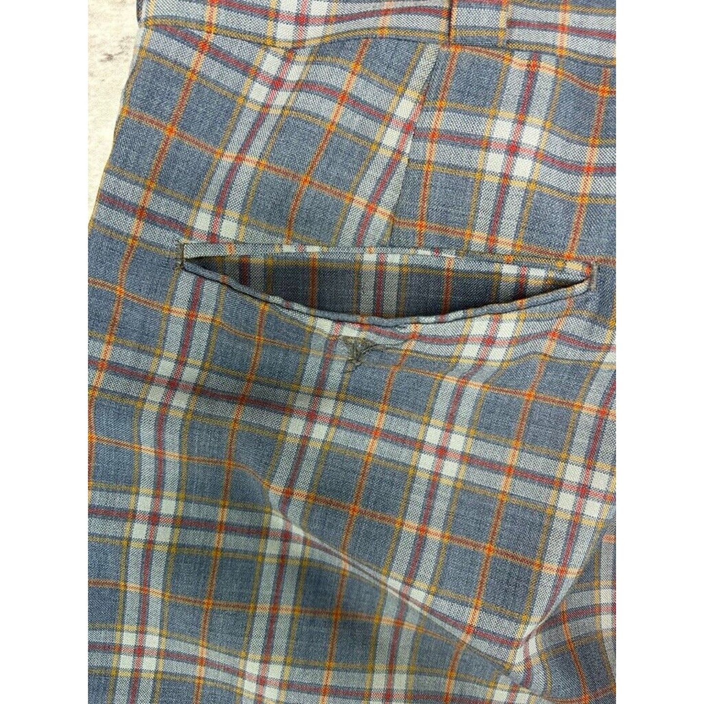 Vintage 1970s Crusaders Checkered Plaid Print Trouser Style Pants Size 34