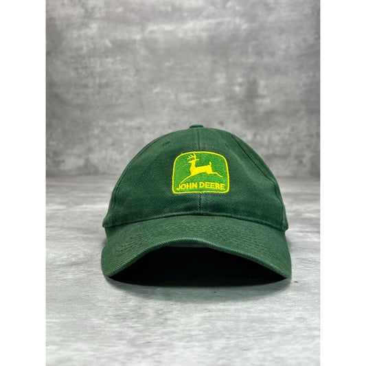 Vintage John Deere Embroidered Logo Snapback Hat OSFA Green