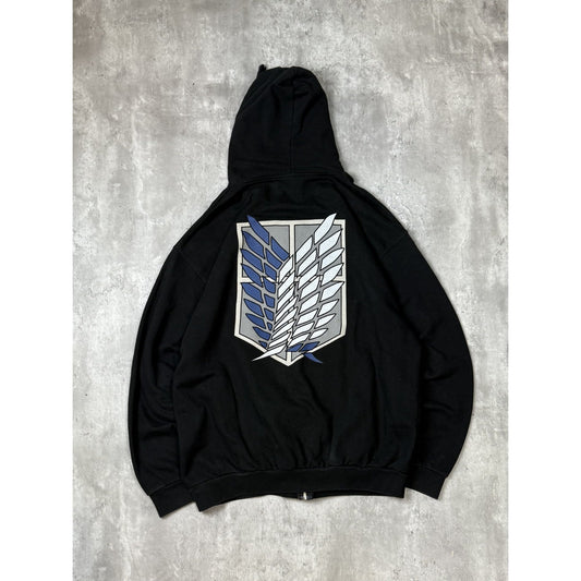 Attack On Titan Survey Corps Anime Promo Full Zip Hooded Sweatshirt Size XL