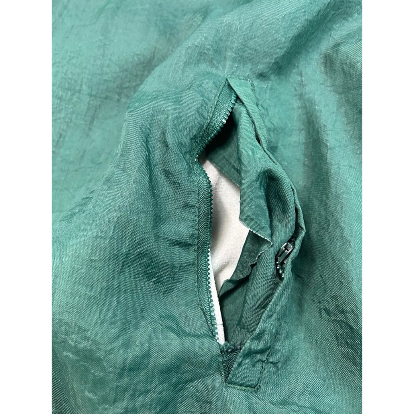 Vintage 90s Champion Embroidered Spellout Nylon Pullover Jacket Size XL Green