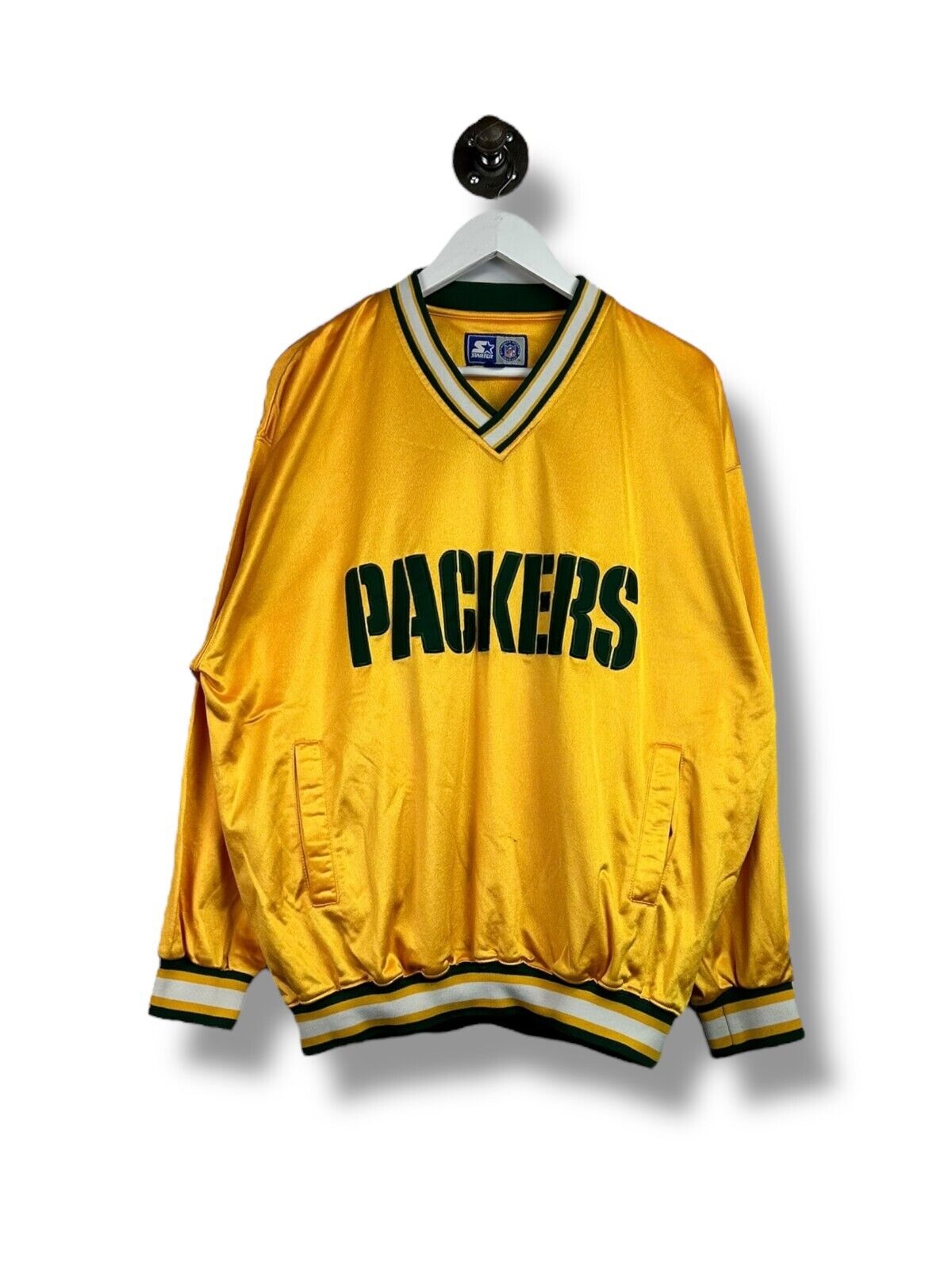 Vintage 90s Green Bay Packers NFL Embroidered Spell Out Starter Jacket Size Large