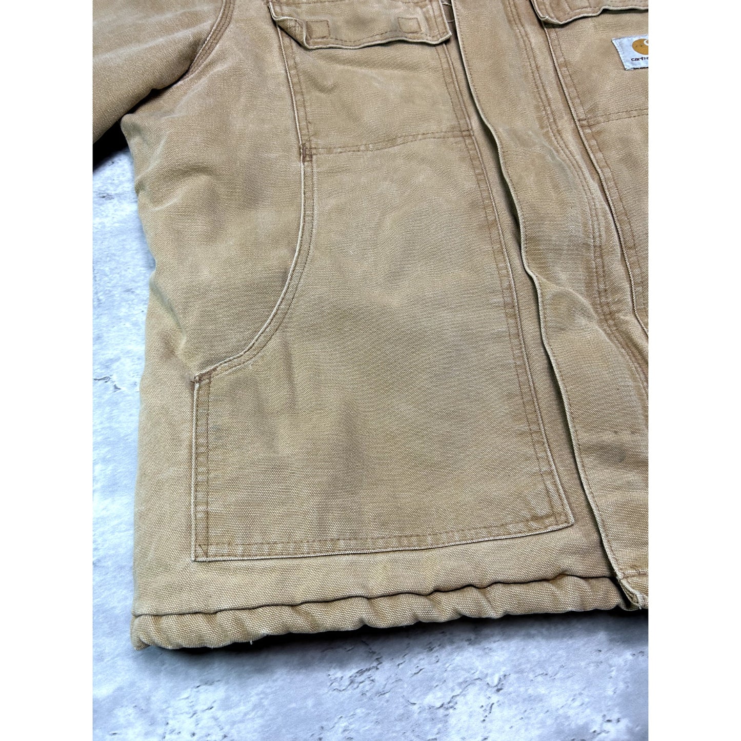 Vintage Carhartt Quilted Lined Canvas Work Wear Arctic Jacket Size XL Beige