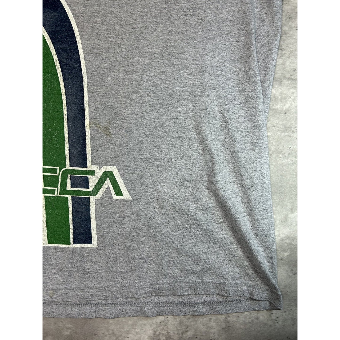 Vintage Y2K Mecca Spellout Graphic Long Sleeve T-Shirt Size 2XL Gray