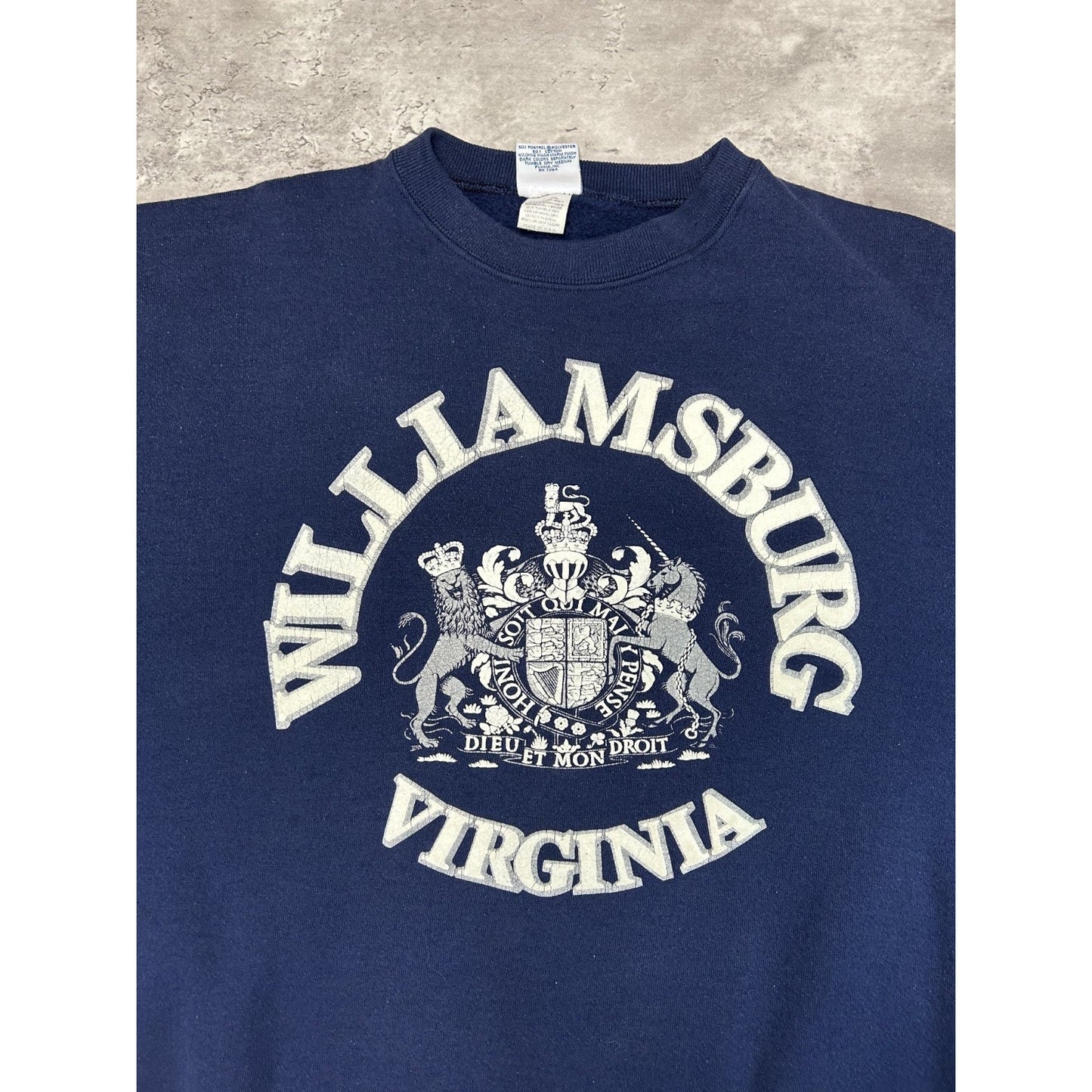 Vintage 80s/90s Williamsburg Virginia Graphic Crest Destination Sweatshirt Sz XL
