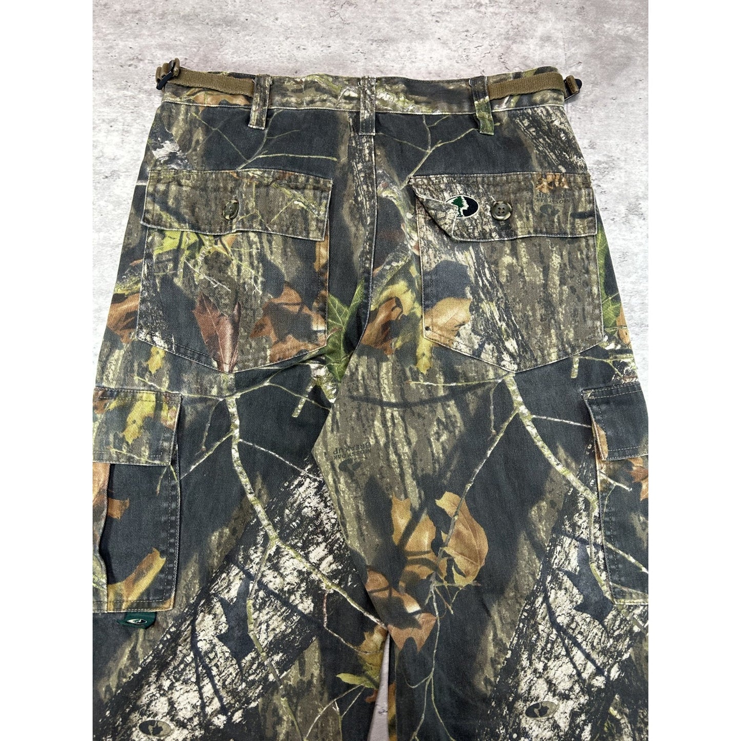Vintage Mossy Oak Tree Camo Hunting Cargo Pants Size XL YOUTH Green/Brown
