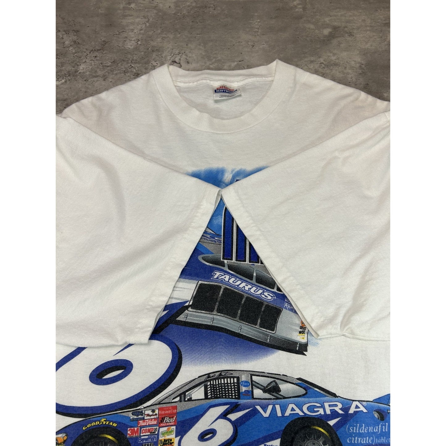 Vintage Mark Martin #6 Viagra Racing Nascar Graphic T-Shirt Size XL White