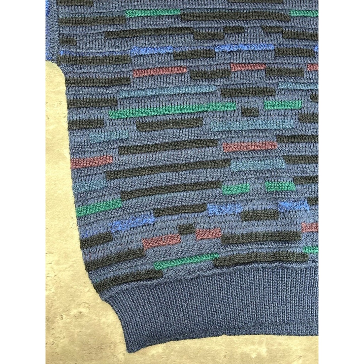 Vintage 90s Brian MacNeil 3D Striped Pullover Ribbed Knit Sweater Size Medium