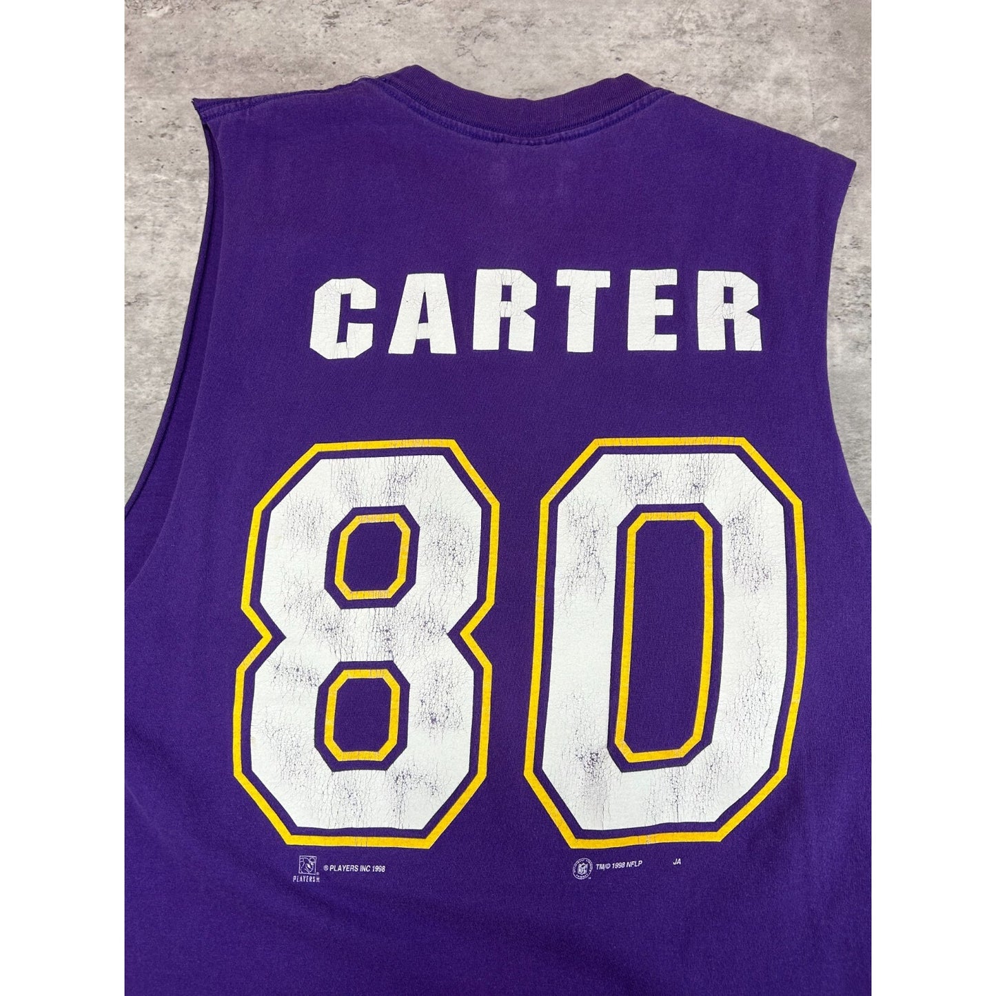Vintage 90s Cris Carter #80 Minnesota Vikings NFL Sleeveless T-Shirt Size Large