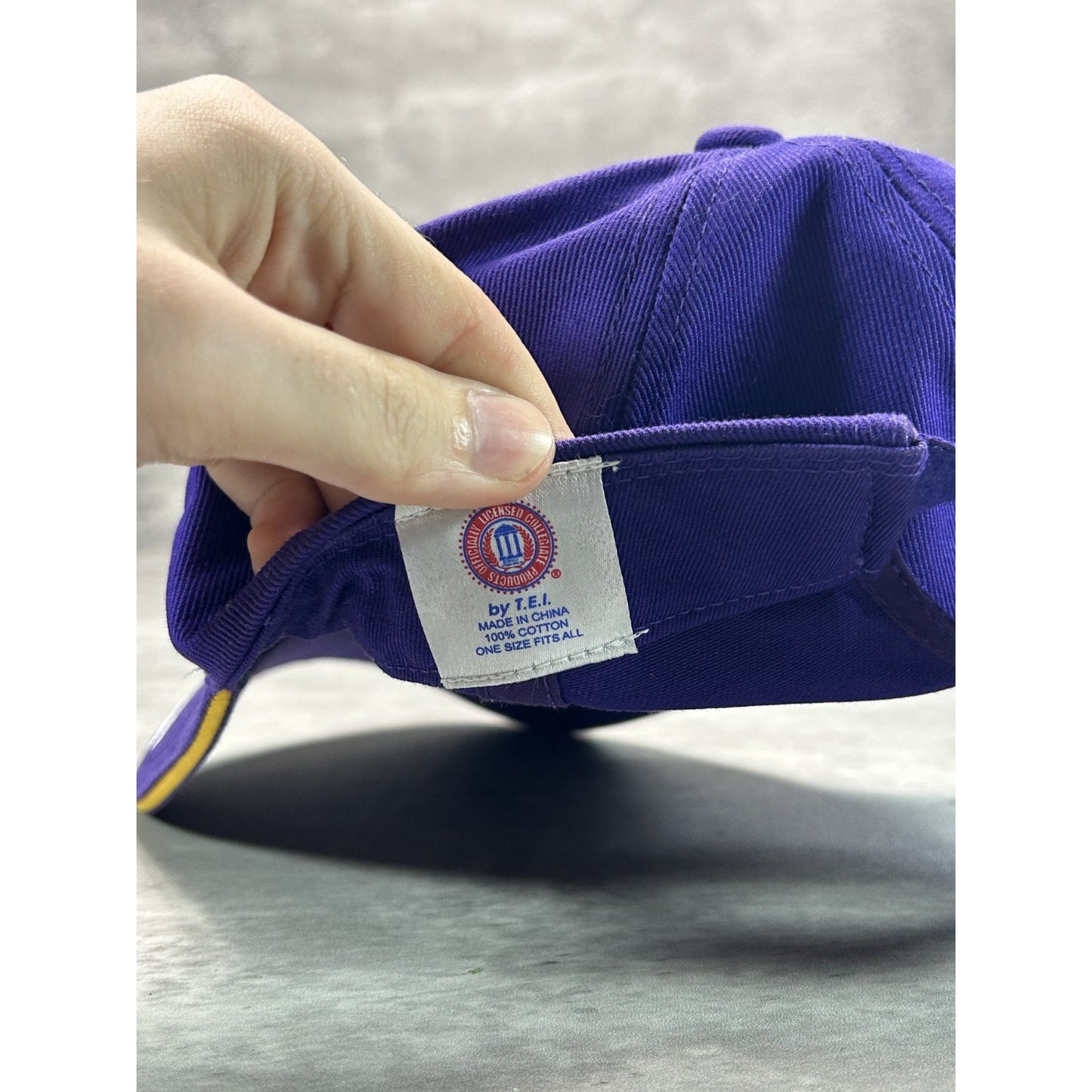 LSU Tigers NCAA National Champs Embroidered Football Strapback Hat OSFA Purple