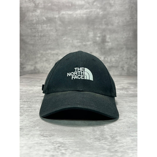 Vintage The North Face TNF Embroidered Spellout Logo Strapback Hat OSFA Black