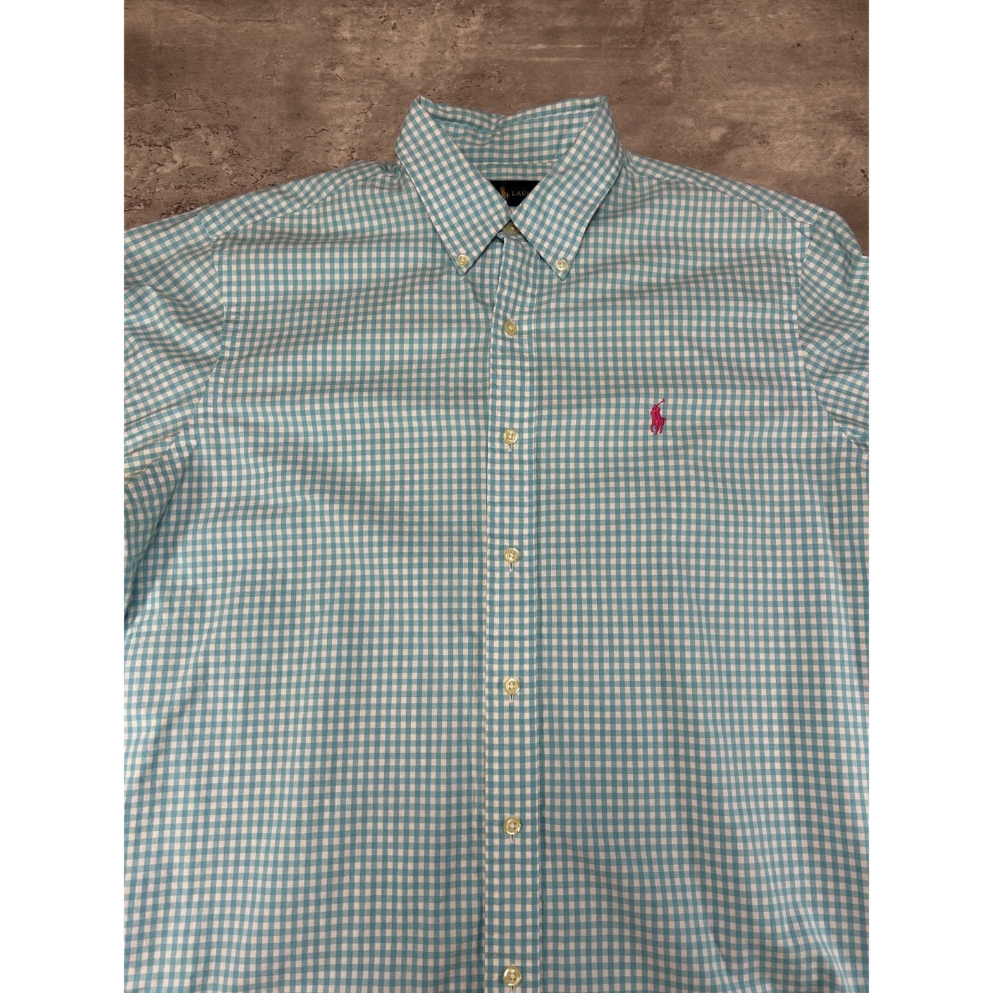 Polo Ralph Lauren Plaid Print Long Sleeve Button Up Shirt Size Large Blue/White