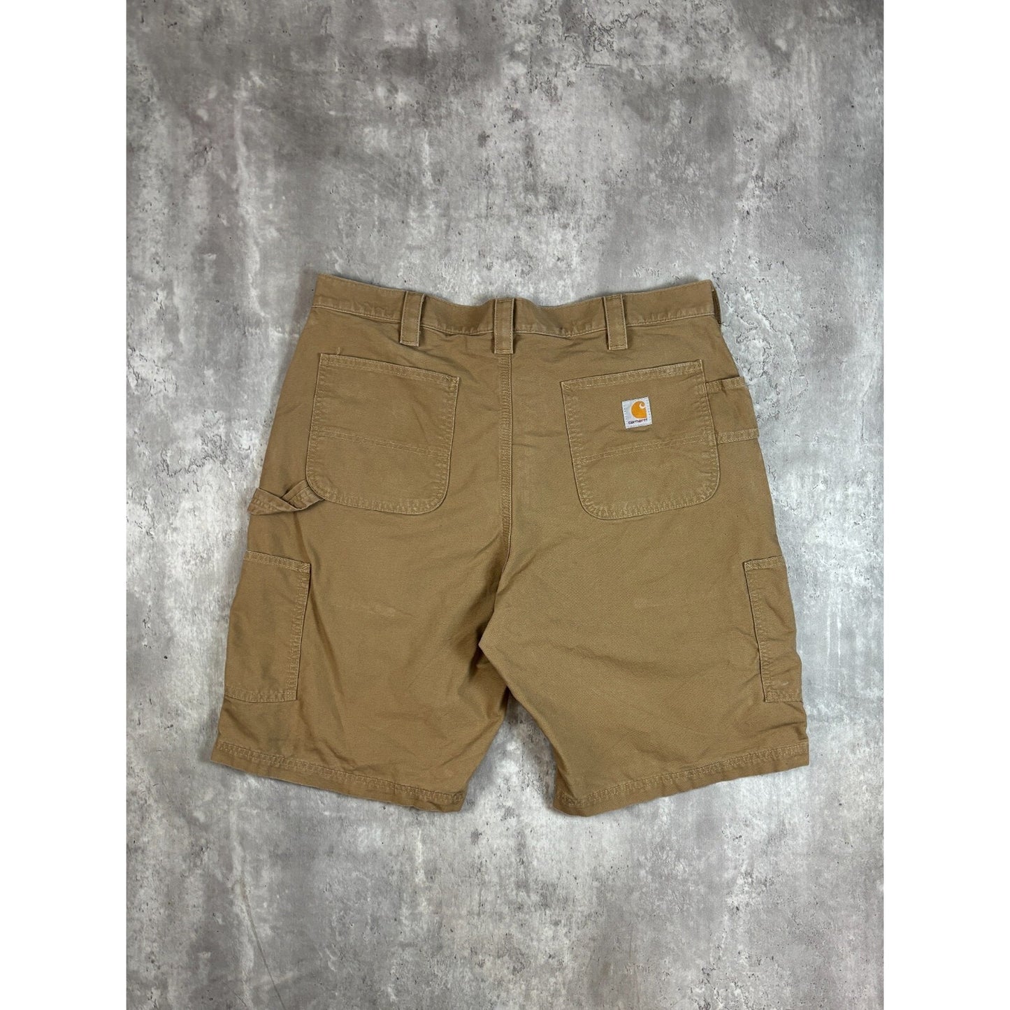Vintage Carhartt Original Fit Canvas Workwear Carpenter Shorts Size 38 Beige
